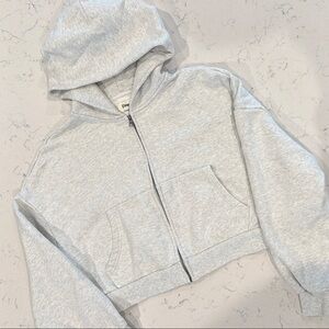 Gray Hooded Zip-Up Sweatshirt